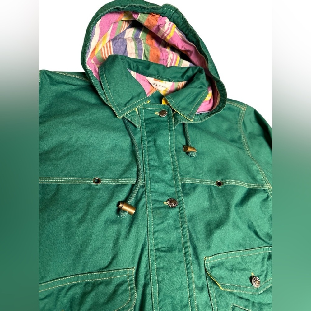 Vintage CDNY Kids Light Chore Coat Jacket Medium 10/12 Cotton Removable Hood - Picture 4 of 6